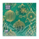 Салфетки новогодние бумажные Home Collection «Золотые украшения на зеленом», 3 слоя, 33×33 см, 20 шт. - Фото 3