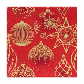 Салфетки новогодние бумажные Home Collection «Золотые украшения на красном», 3 слоя, 33?33 см, 20 шт. (комплект 2 шт)