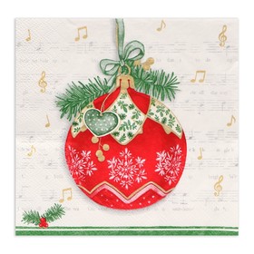 Салфетки новогодние бумажные Home Collection Classic «Музыкальный шар», 3 слоя, 33?33 см, 20 шт. (комплект 3 шт)