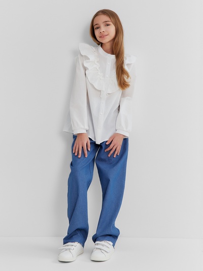 Блузка для девочки MINAKU: Cotton collection, белая, рост 128 см