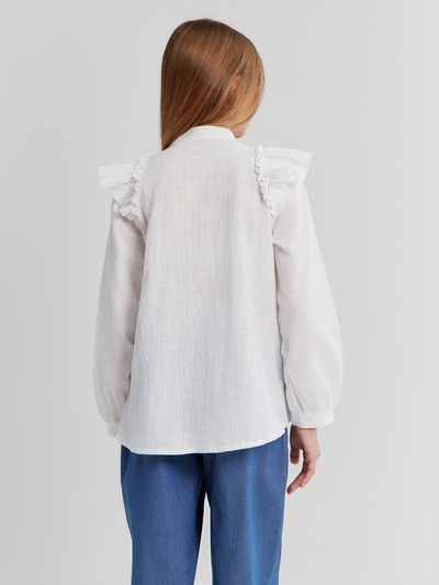 Блузка для девочки MINAKU: Cotton collection, белая, рост 140 см