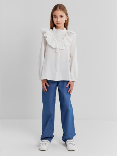 Блузка для девочки MINAKU: Cotton collection, белая, рост 152 см