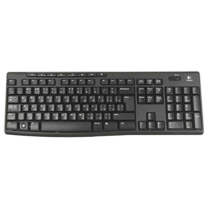 Клавиатура Logitech K270 черный/белый USB беспроводная Multimedia (920-003058) - Фото 1