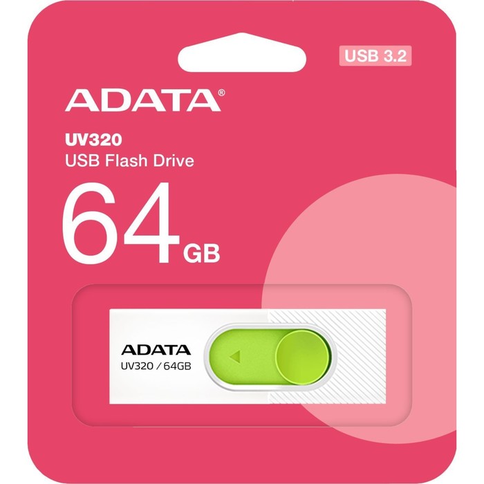 Флешка A-Data 64GB UV320 AUV320-64G-RWHGN USB3.2 белый/зеленый - фото 51663645