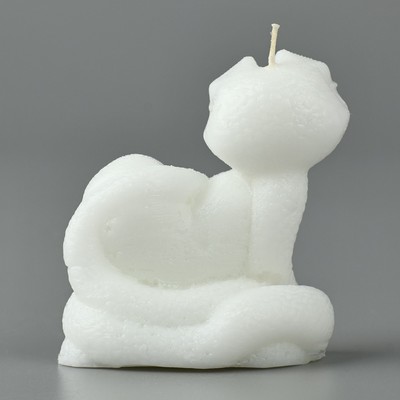 Свеча новогодняя «Змейка милашка», на Новый год, белая, 7 х 6 см