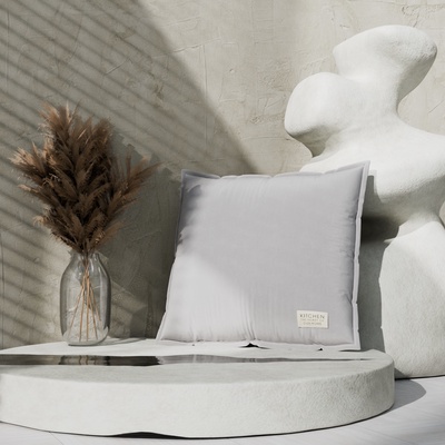Подушка Этель, 45×45+1 см, светло-серая, 100% хлопок