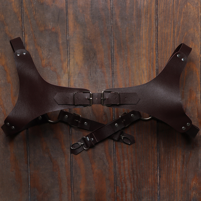 Портупея мужская, на плечи, с ремнями, PU, размер OS, коричневый