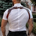 Портупея мужская, на плечи, с ремнями, PU, размер OS, коричневый - Фото 3