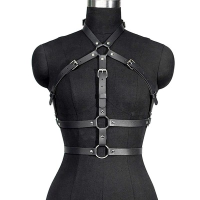 Портупея БДСМ женская, на грудь, PU, размер OS, черный