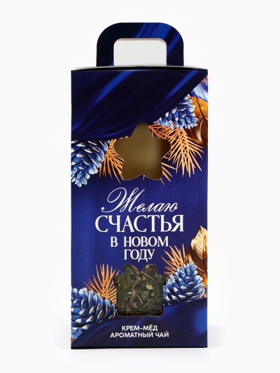 Подарочный набор новогодний «Счастья и достатка», чай, крем-мёд