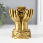 Нэцкэ фигурка полистоун под бронзу «Монеты и слитки в ладонях», 7.7×10.7×14 см - Фото 4