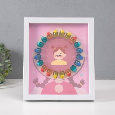 Фоторамка для фото 9×9 см «Молочные зубики», пластик, розовая, 2×23×27 см