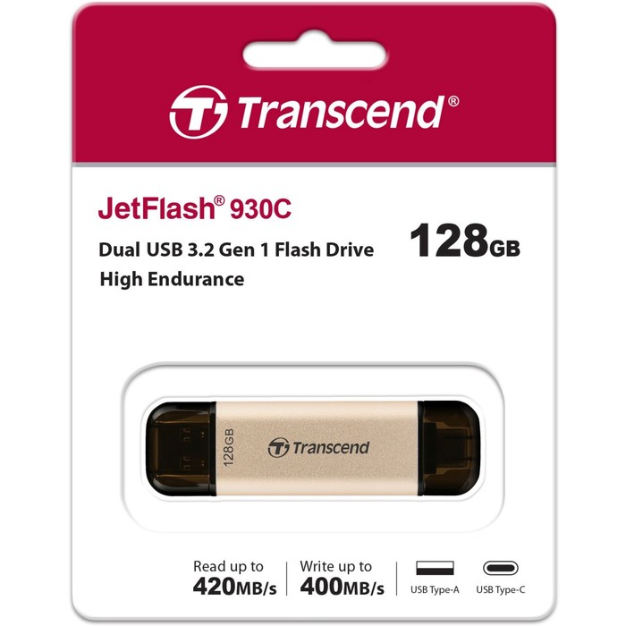 Флешка Transcend 128GB Jetflash 930С TS128GJF930C USB3.0 золотистый/черный - фото 51664270