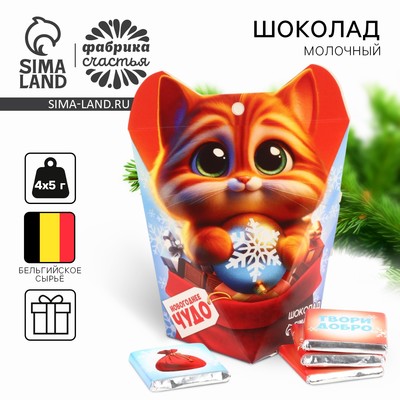 Шоколад новогодний молочный «Котик», 5 гр х 4 шт