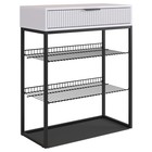 Обувница в прихожую «Вельвет», 2 полки, 750×334×905 мм, цвет белое дерево/белый матовый/чёрный муар - Фото 1