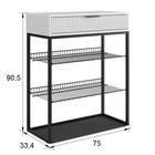 Обувница в прихожую «Вельвет», 2 полки, 750×334×905 мм, цвет графит/графит матовый/чёрный муар - Фото 2