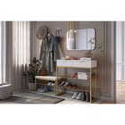 Обувница в прихожую «Классная 1», 2 ящика, 2 полки, 952×335×907 мм, цвет белое дерево/белый матовый/золото - Фото 5