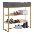 Обувница в прихожую «Классная 1», 2 ящика, 2 полки, 952×335×907 мм, цвет графит/графит матовый/золото - Фото 2