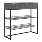 Обувница в прихожую «Классная 1», 2 ящика, 2 полки, 952×335×907 мм, цвет графит/графит матовый/чёрный муар - Фото 1