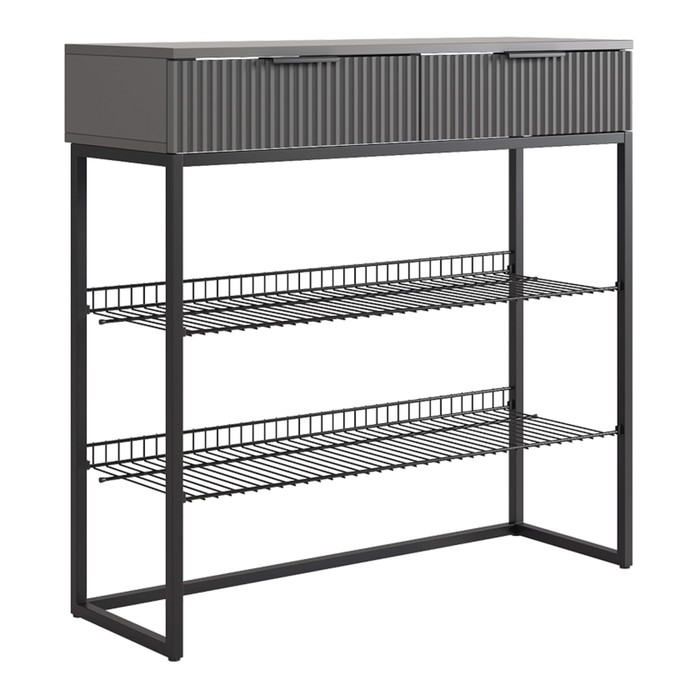 Обувница в прихожую «Классная 1», 2 ящика, 2 полки, 952×335×907 мм, цвет графит/графит матовый/чёрный муар - Фото 1