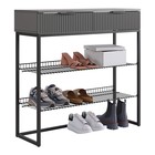 Обувница в прихожую «Классная 1», 2 ящика, 2 полки, 952×335×907 мм, цвет графит/графит матовый/чёрный муар - Фото 2