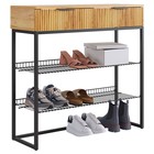 Обувница в прихожую «Классная 1», 2 ящика, 2 полки, 952×335×907 мм, цвет дуб крафт золотой/акация светлая/чёрный муар - Фото 2