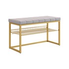 Обувница в прихожую «Классная 2», с сиденьем, 770×350×460 мм, велюр, цвет золото/оникс - Фото 1