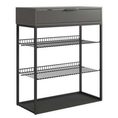 Обувница в прихожую «Краш», 2 полки, 750×334×905 мм, цвет чёрный муар/графит