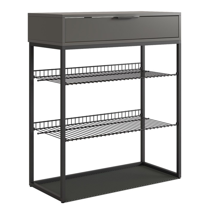 Обувница в прихожую «Краш», 2 полки, 750×334×905 мм, цвет чёрный муар/графит - Фото 1