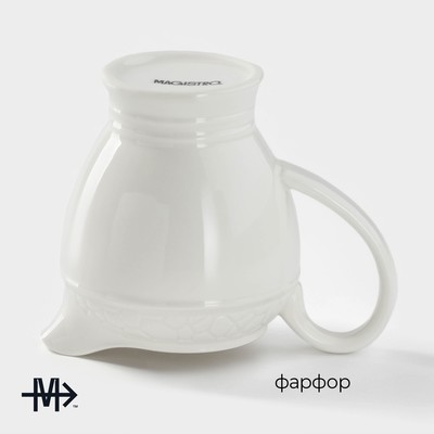 Набор сервировочный Magistro Rodos, 2 предмета: молочник 300 мл, сахарница 300 мл, фарфор, белый