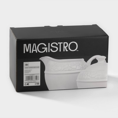 Набор сервировочный Magistro Rodos, 2 предмета: молочник 300 мл, сахарница 300 мл, фарфор, белый