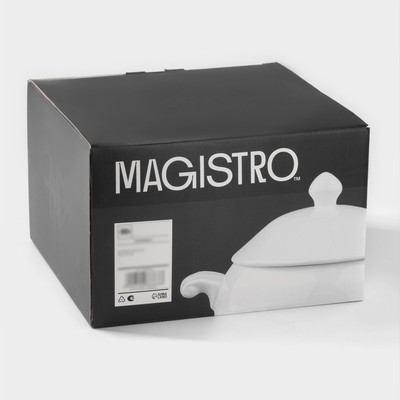 Супница Magistro «Бланш», 2 л, 26.5×21×17.5 см, фарфор, белая