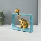 Фигурка керамика «Слон со слонёнком - касание. Прямоугольник», голубой с золотом, 6×23×16.5 см - Фото 3