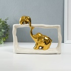 Фигурка керамика «Слон со слонёнком - касание. Прямоугольник», белый с золотом, 6×23×16.5 см - Фото 1