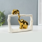 Фигурка керамика «Слон со слонёнком - касание. Прямоугольник», белый с золотом, 6×23×16.5 см - Фото 2