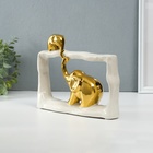 Фигурка керамика «Слон со слонёнком - касание. Прямоугольник», белый с золотом, 6×23×16.5 см - Фото 3
