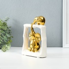 Фигурка керамика «Слонята - поддержка. Квадрат», белый с золотом, 6×13.5×17.5 см - Фото 3
