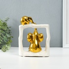 Фигурка керамика «Слонята - поддержка. Квадрат», белый с золотом, 6×13.5×17.5 см - Фото 4