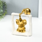 Фигурка керамика «Слонята - поддержка. Квадрат», белый с золотом, 6×13.5×17.5 см - Фото 5
