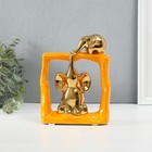 Фигурка керамика «Слонята - поддержка. Квадрат», оранжевый с золотом, 6×13.5×17.5 см - Фото 1