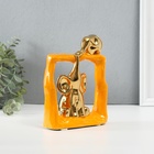 Фигурка керамика «Слонята - поддержка. Квадрат», оранжевый с золотом, 6×13.5×17.5 см - Фото 2
