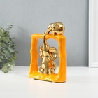 Фигурка керамика «Слонята - поддержка. Квадрат», оранжевый с золотом, 6×13.5×17.5 см - Фото 3