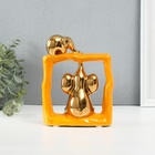 Фигурка керамика «Слонята - поддержка. Квадрат», оранжевый с золотом, 6×13.5×17.5 см - Фото 4