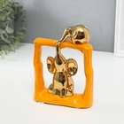 Фигурка керамика «Слонята - поддержка. Квадрат», оранжевый с золотом, 6×13.5×17.5 см - Фото 5