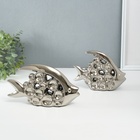 Набор фигурок керамика «Две рыбки - пузырьки», серебро, 2 шт., 4.8×22×12 см; 4.8×17.5×13 см - Фото 1