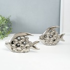Набор фигурок керамика «Две рыбки - пузырьки», серебро, 2 шт., 4.8×22×12 см; 4.8×17.5×13 см - Фото 2