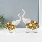 Набор фигурок керамика «Два слона - пузырьки», белый с золотом, 2 шт., 4×17×18 см; 5×16.5×22 см - Фото 1