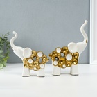 Набор фигурок керамика «Два слона - пузырьки», белый с золотом, 2 шт., 4×17×18 см; 5×16.5×22 см - Фото 2