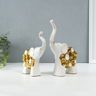 Набор фигурок керамика «Два слона - пузырьки», белый с золотом, 2 шт., 4×17×18 см; 5×16.5×22 см - Фото 3