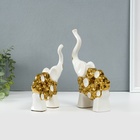 Набор фигурок керамика «Два слона - пузырьки», белый с золотом, 2 шт., 4×17×18 см; 5×16.5×22 см - Фото 4